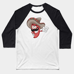 Cute Pepper with Sombrero Baseball T-Shirt